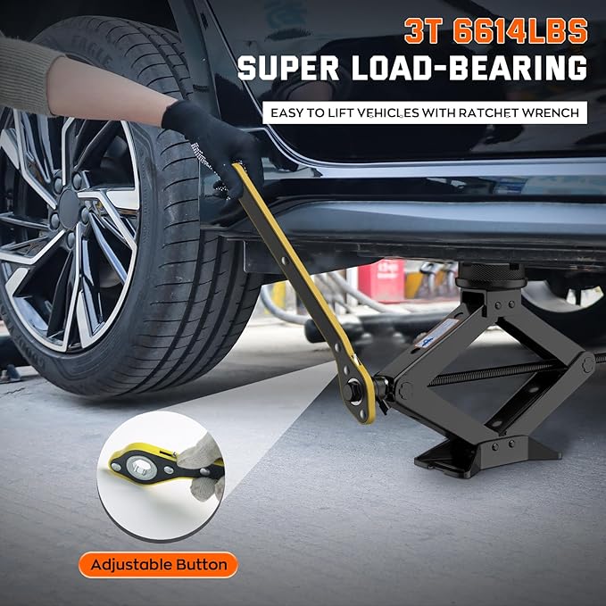 Scissor Jack 3 Ton, 4.1"-18.3" Lifting Car Jack, Heavy Duty Car Jack Kit, Portable Tire Changing kit with Lug Wrench, Tire Jack Tool for Car SUV MPV