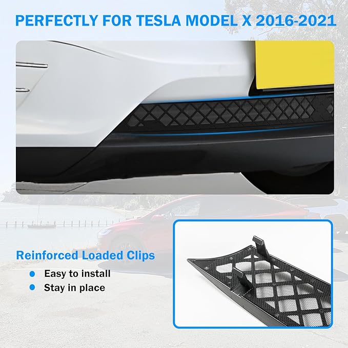 Grille Mesh Insert for Tesla Model X 2021 2020 2019, Front Grille Grid Inserts Air Inlet Vent Grille Cover Guard Replacement with Insect Protection Accessory for Model X 2021 2020 2019 2018 2017 2016
