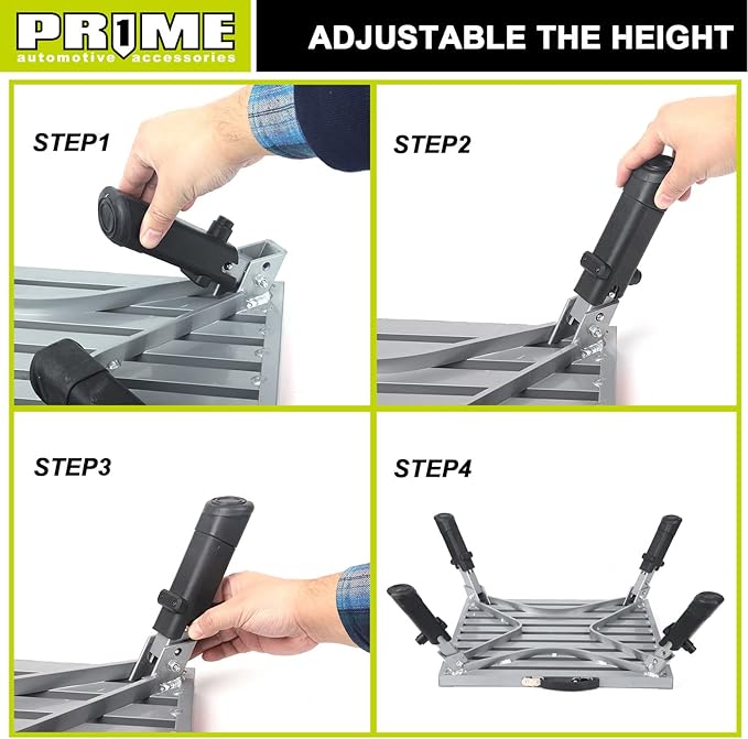 Prime 1 Safety RV Steps Extra Large Platform 19in x 14.5in Extra Size RV Folding Step Stool and Ladder, 600lbs, Height Adjustable, Aluminium with Reflective Stripe, Anti-Slip Surface and Extra Grip