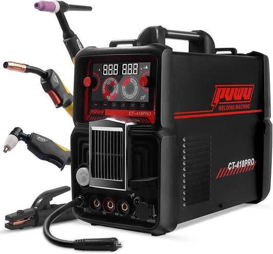 Plasma Cutter Welder Combo Gas MIG/Gasless MIG/Lift TIG/Stick/CUT 5 in 1 Aluminum Welding Machine with 110V/220V Dual Voltage Multi Process Welder