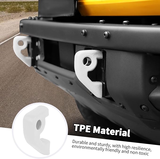 Jimen Fit for Ford Bronco 2021-2024, 2PCS Front Bumper Tow Hook Covers Protector Exterior Accessories (White)