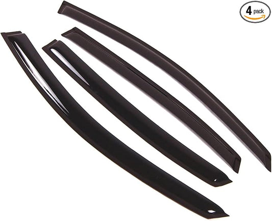 TuningPros Outside Mount Window Vent Visors Rain Guards Compatible with Chevrolet Impala 2006-2010 | Side Window Wind Deflectors Rain Shields | Smoke Tinted, 4 Pcs Set, DGWV-072
