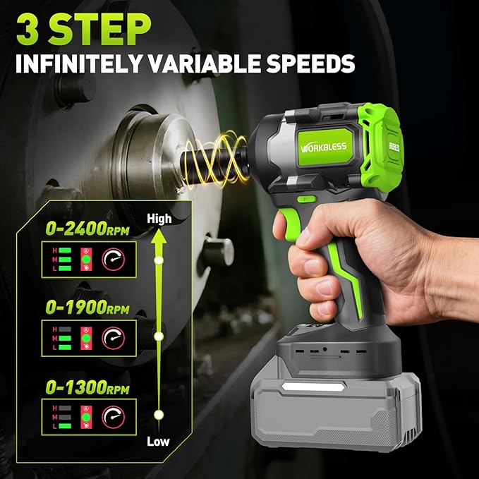 850Nm (630Ft-lbs) Cordless Impact Wrench for Makita 18V Battery, Brushless 1/2 Impact Gun, Electric Impact Wrench for Car Tire, Mower Lug Nut, 3-Speed, 4 Cr-V Sockets(BATTERY NOT INCLUDE)