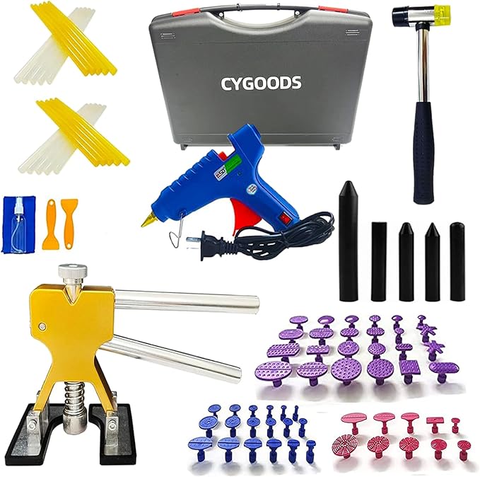 Gold Lifter Toools Kit,Auto Dent Puller Kit,Car Bodywork Door Dings Remover,Paintless Large & Small Ding Hail Dent Removal Tools with Toolbox (XB84)