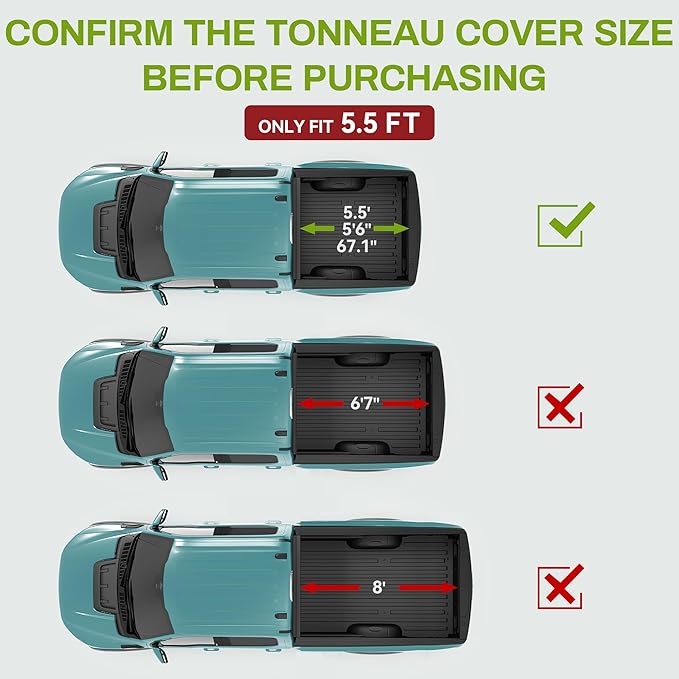 AUTOSAVER88 FRP Hard Tri-fold Truck Bed Tonneau Cover Fits for Ford F-150 F150 2015-2025 5.5ft Bed (Excl. Raptor Series)