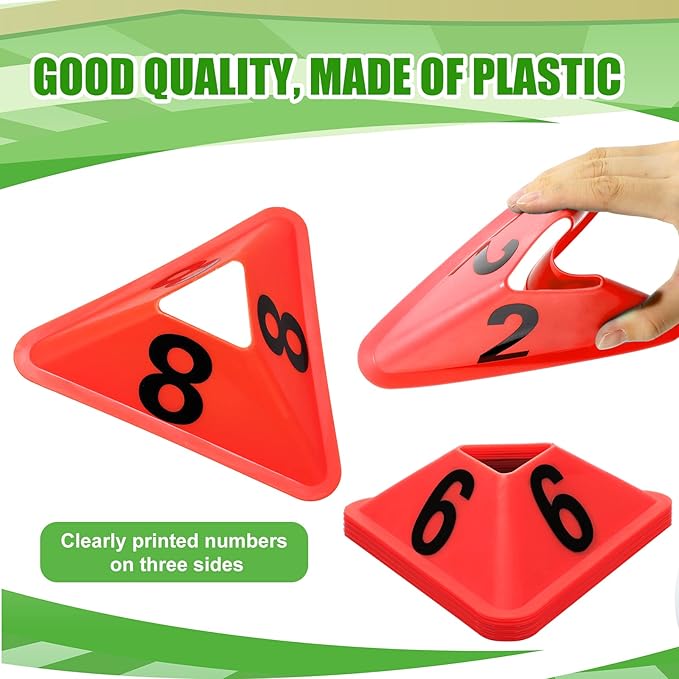 Cindeer 24 Pack Sports Cones with Numbered Soccer Plastic Traffic Cones Modern Sport Training Marker