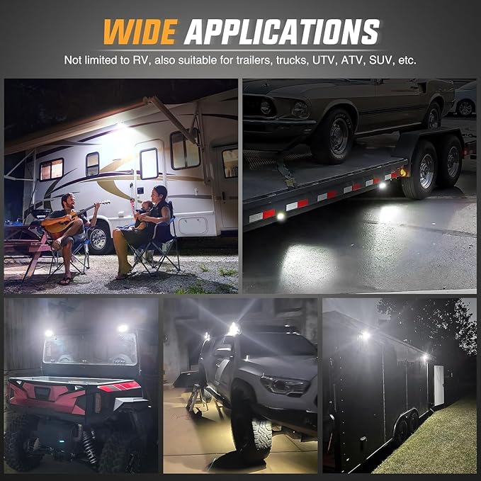 Nilight RV Exterior Light 2PCS 5 Inch Porch Lights Flood Beam 12V 24V LED Scene Cargo Lighting White Aluminum Housing for RVs Trailers Travel Campers 5th Wheels Motorhome SUV Truck