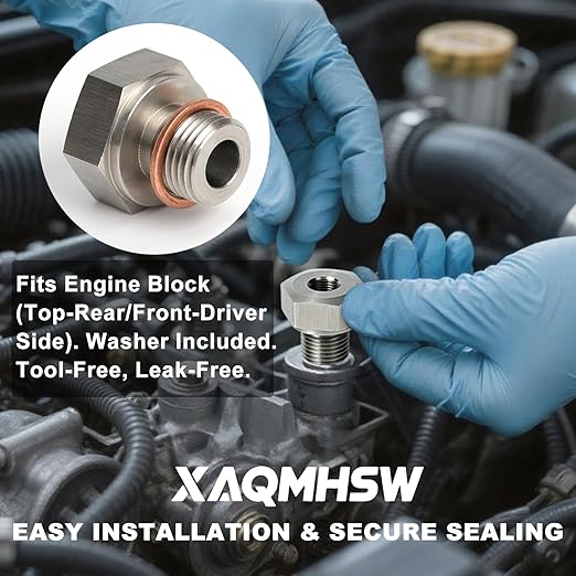 Oil Pressure Sensor Adapter M16-1.5 to 1/8" NPT, 304 Stainless Steel LS Oil Pressure Adapter for GM LS Series Engines LS1 LSX LS3 5.3L 6.0L 6.2L, LS Swap Oil Pressure Sensor Fitting