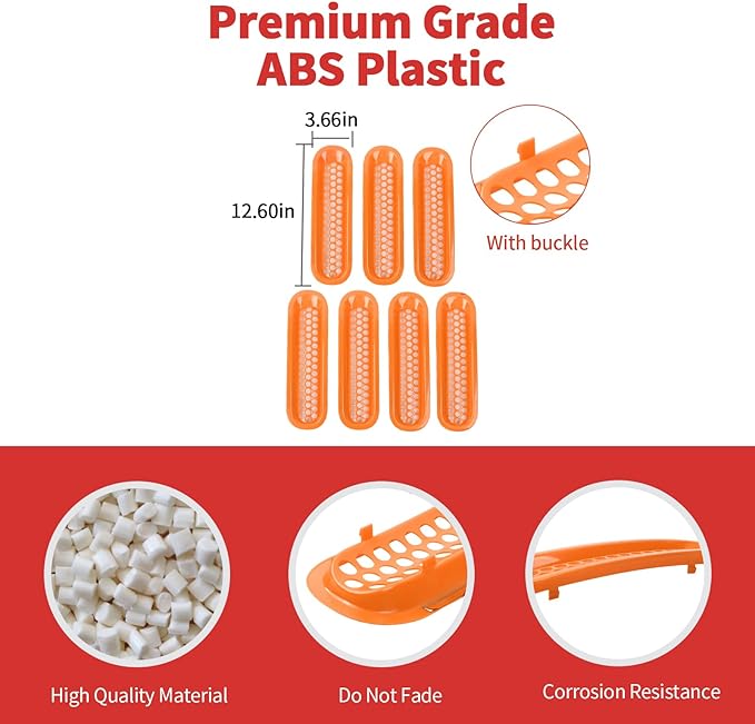 Mesh Grill Insert Grille Inserts Cover Fit for 2007-2018 Jeep Wrangler JK JKU(Orange)