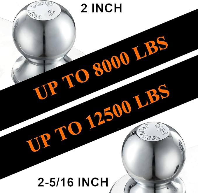 Adjustable Trailer Hitch, 8-Inch Drop/Rise Aluminum Shank – Fits 2" Receiver, 12,500 LBS GTW, Heavy Duty Drop Hitch with 3 Anti-Rattle Pads & 2 Locking Hitch Pin for Trucks