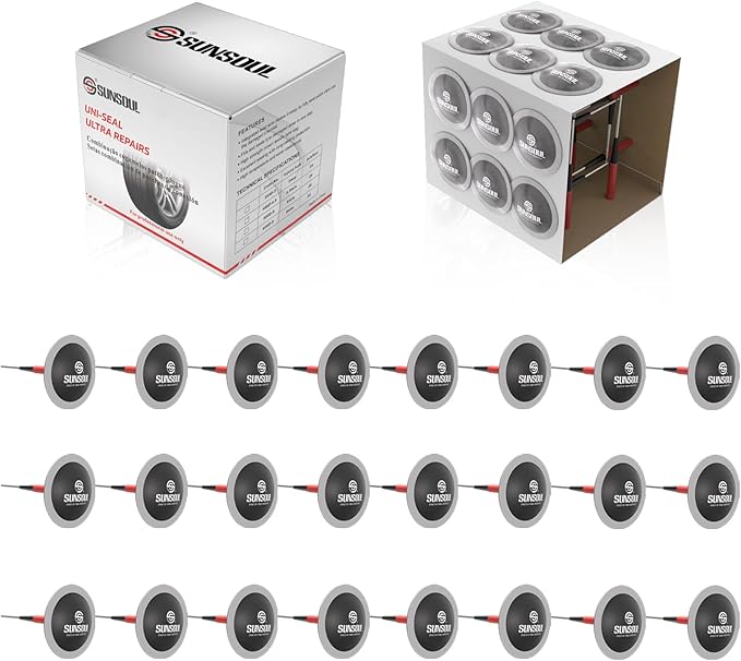 SUNSOUL 24pcs Combination Repair Unit,Tire Repair Patch Plug 0.22” x 1.69”, Tire Patch Plug Kit,Mushroom Tire Plug Patch for Car Motorcycle Truck Bus