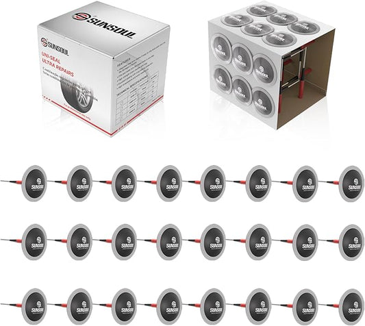 SUNSOUL 24pcs Combination Repair Unit,Tire Repair Patch Plug 0.22” x 1.69”, Tire Patch Plug Kit,Mushroom Tire Plug Patch for Car Motorcycle Truck Bus