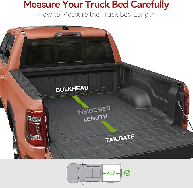 LEDKINGDOMUS Hard Tri-fold Truck Bed Tonneau Cover Fits for Ford Maverick 2022 2023 2024 2025 4.5 Feet Bed