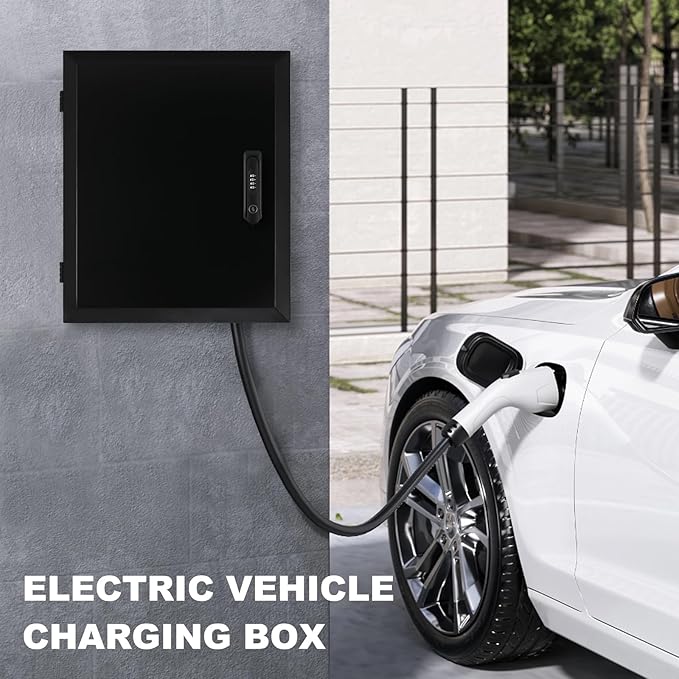 Ev Charger Protection Box,Compatible with Most Electric Vehicle Chargers Cable Cord Holder Lock Cover Outdoor Rainproof, Snowproof, Dustproof, Theftproof, Rustproof