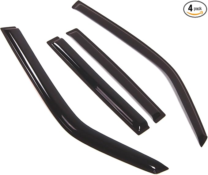 TuningPros Outside Mount Window Vent Visors Rain Guards Compatible with Mitsubishi Montero 2001-2006 | Side Window Wind Deflectors Rain Shields | Smoke Tinted, 4 Pcs Set, DGWV-328