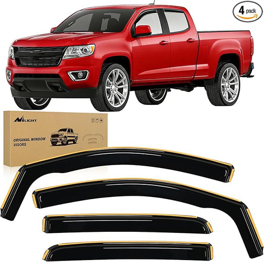 Nilight in Channel Window Deflectors for Chevy Colorado Crew Cab/GMC Canyon Crew Cab 2015 2016 2017 2018 2019 2020 2021 2022 Rain Guards,Vent Window Visors-4pcs