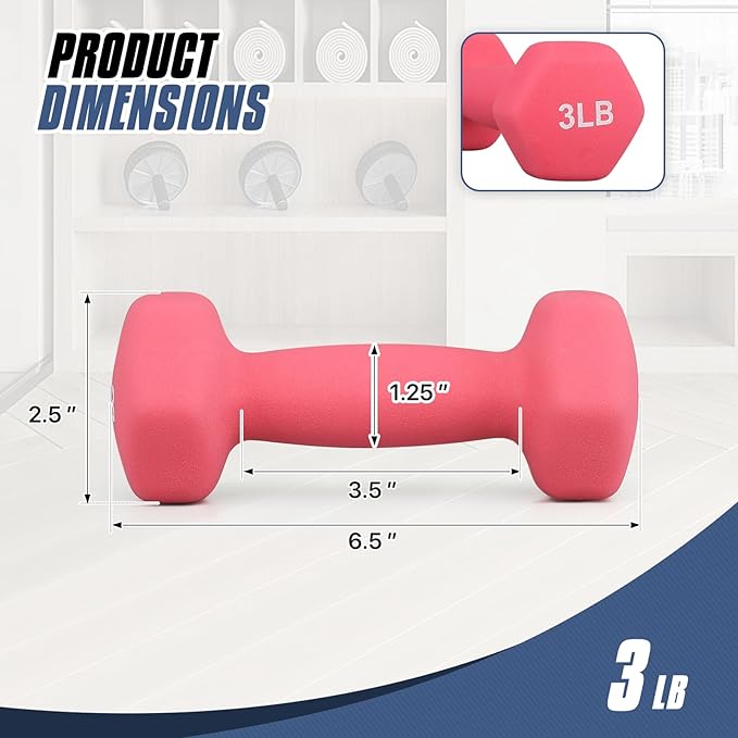 MADOG Dumbbell Set, Anti-Slip Neoprene Coated Hexagon Hand Weights for Home Gym Equipment Workouts Strength Training