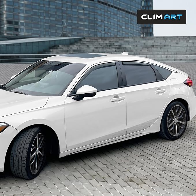 CLIM ART in-Channel Incredibly Durable Rain Guards for Honda Civic 2022-2026 Hatchback, Original Window Deflectors, Vent Window Visors, Vent Deflector, 4 pcs. - 622137