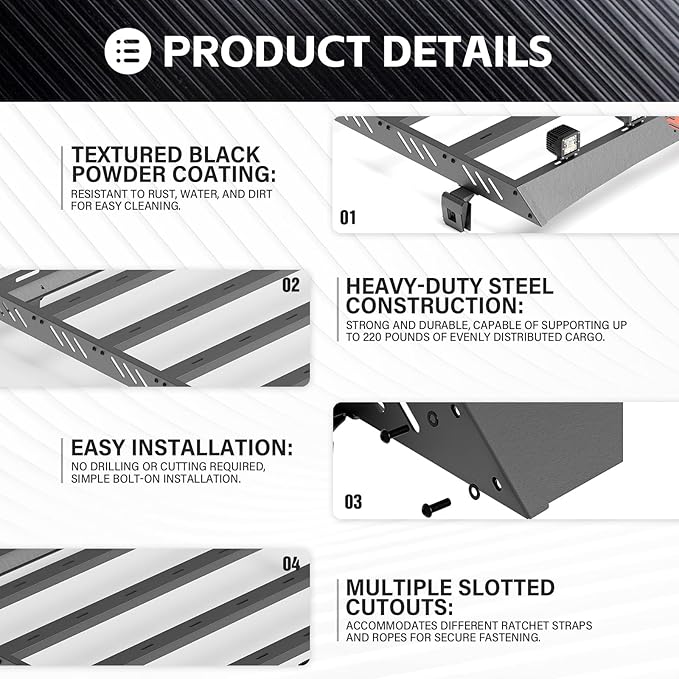 Roof Rack Cargo Basket Compatible with 4PCS LED Light Bar Compatible for 1997-2006 Jeep Wrangler TJ 2 Doors Hardtop, Luggage Racks Rooftop Storage Carrier (Black)