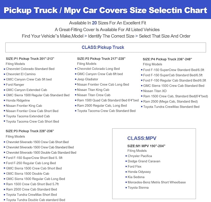 Waterproof Truck Cover Compatible with Silverado 1500/F-150/F-250/Sierra 1500/Tundra All-Weather Protection,228"-236" Truck PEVA Car Cover with Zipper Door