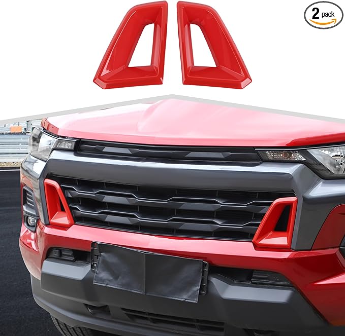 Front Side Bumper Grille Air Outlet Cover fit for Chevy Colorado 2024+ Front Grill Vent Insert Cover Exterior Accessories,Red