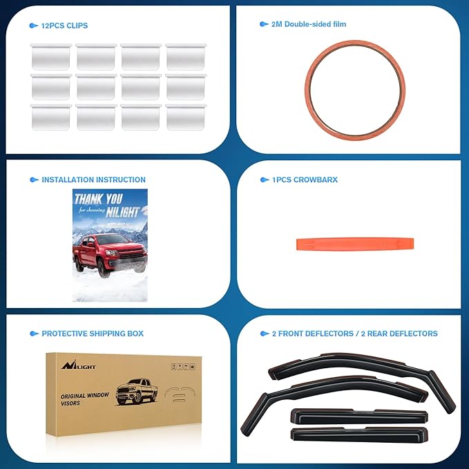 Nilight Durable in Channel Rain Guards for Chevy Suburban 2021 2022 2023 2024 2025 Window Deflectors, Vent Window Visors-4pcs