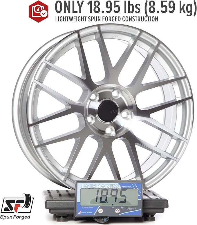 Circuit Performance CSF11 18x8" Gloss Silver/Machined Face 5x114.3 [+40mm] Wheel Compatible with Honda Accord, Civic, CRV, Toyota Camry Rav-4 etc