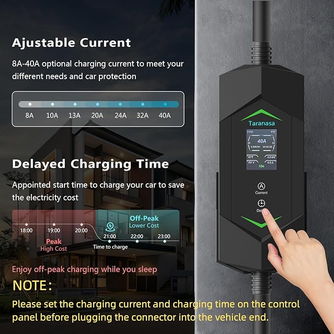 Level 2 EV Charger 40A, 240V Electric Car Charger, Portable & Home Electric Vehicle Charging Station with NEMA 14-50 Plug for J1772 EVs 9.6KW, 20ft Cable w/Holder