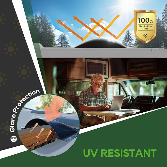 RVGUARD RV Skylight Replacement, 18" x 34" Outer Dimension Skylight Fits All Standard 14" x 30" Openings, RV Skylight for Camper Trailer Fifth Wheel Truck, UV Resistant, Impact Resistant, Black