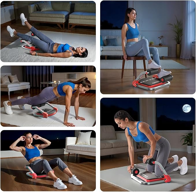MERACH Ab Machine for Home Gym, Adjustable Ab Trainer with 3 Resistance Levels, Sit Up Exercise Equipment for Core Workout, Automatic Rebound Ab Crunch Machine, Ab Workout Equipment for Stomach