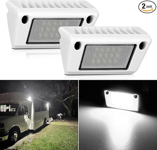 Nilight RV Exterior Light 2PCS 5 Inch Porch Lights Flood Beam 12V 24V LED Scene Cargo Lighting White Aluminum Housing for RVs Trailers Travel Campers 5th Wheels Motorhome SUV Truck