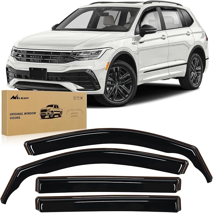 Nilight Vent Window Visors for Volkswagen (VW) Tiguan 2018 2019 2020 2021 2022 2023 2024 2025, in-Channel Rain Guards, Original Window Deflectors-4PCS