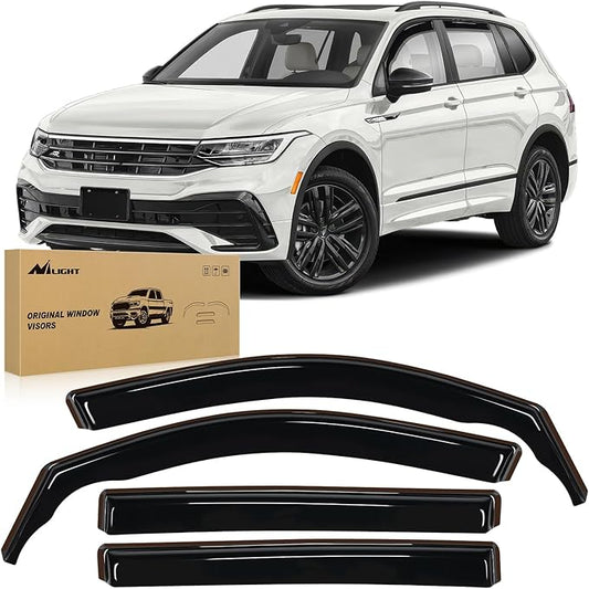 Nilight Vent Window Visors for Volkswagen (VW) Tiguan 2018 2019 2020 2021 2022 2023 2024 2025, in-Channel Rain Guards, Original Window Deflectors-4PCS