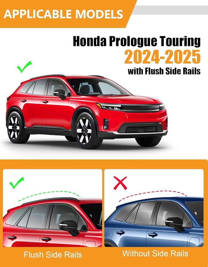 KINGGERI 260lbs Lockable Roof Rack Cross Bar Compatible with Honda Prologue Touring 2024 2025 2026 with Side Rail, Heavy Duty All Aluminum Crossbars Rooftop Cargo Basket Luggage Kayak Canoe Snowboard