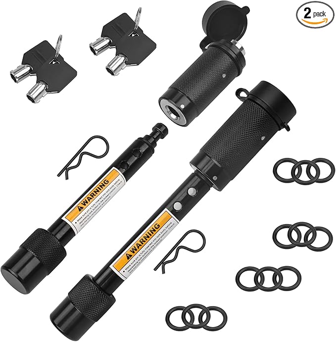 RVGUARD Trailer Hitch Lock 5/8" Dia. for Class III IV 2"& 2-1/2" Receiver, Anti-Theft Steel Locking Hitch Pin with 2 Keys for Towing Trailer/Truck/Bike Rack, 2 Pack