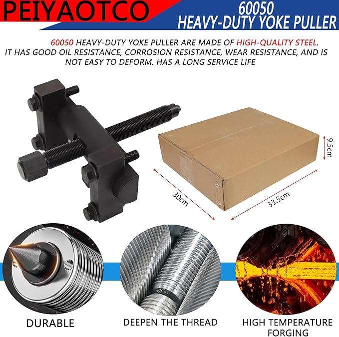 60050 Heavy-Duty Yoke Puller for Class 6-8 Trucks and Equipment,Replace 10803 Yoke Puller, Heavy Duty Yoke Removal Tool Kit Semi Truck Yoke Remover with 12 Pcs Flange Bolt