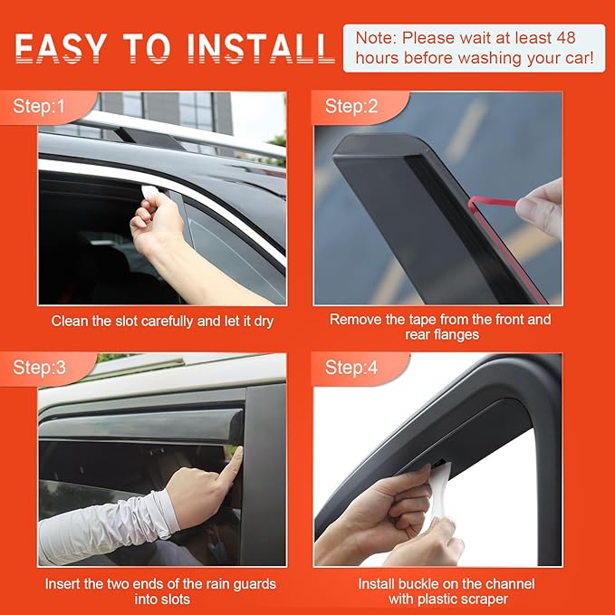 ACLONG in-Channel Rain Guards Compatible with Honda Accord 2018 2019 2020 2021 2022 2023, Black Window Deflectors Window Visor Side Shatterproof Sun Visor, 4-Pieces Set