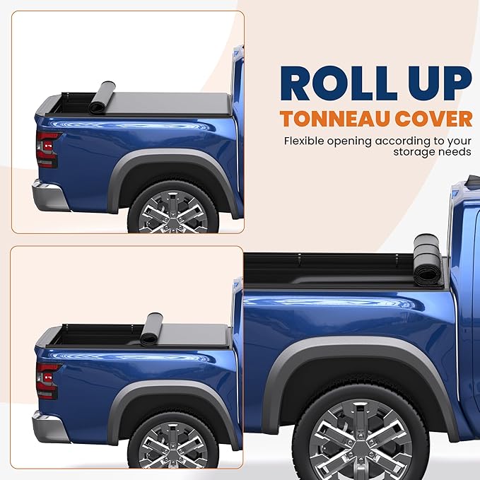 Roll-Up Soft Vinyl Truck Bed Cover Compatible for 2005-2025 Nissan Frontier Tonneau Cover | Fleetside 5 FT Bed On Top 60 inch