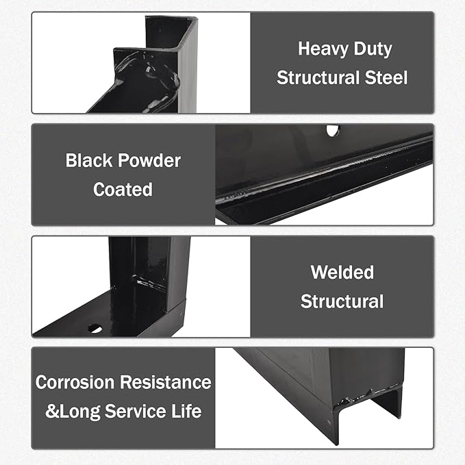 3 PCS 18 x 18 Inch Black Welded Structural Steel Mounting Brackets for Truck Trailer Underbody Tool Boxes with Screws Spacers and Sleeves