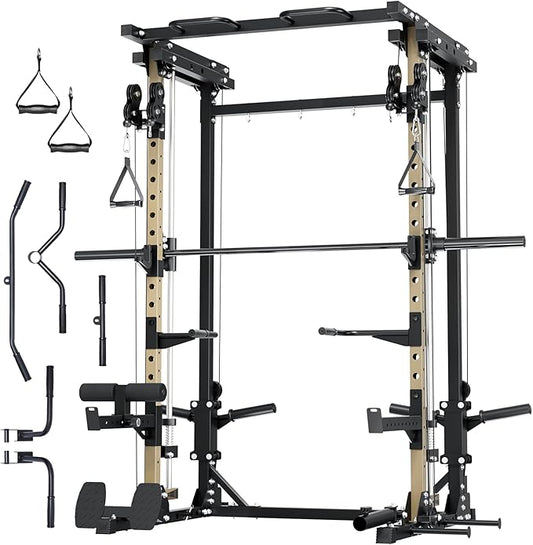 Major Fitness Drone3 Smith Machine – All-in-One Home Gym Squat Rack with Weight Bar, Cable Crossover Machine – Heavy-Duty Fitness Equipment for Strength Training and Full-Body Workouts