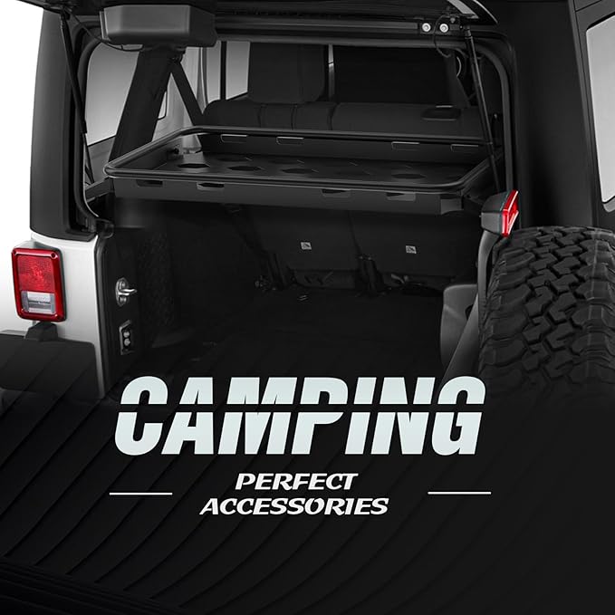 Rear Trunk Cargo Storage Rack Compatible for 2007-2025 Jeep Wrangler JK JKU & JL JLU Unlimited 4 Door Hardtops, Interior Luggage Rack Shelf for Camping Gear (350 LBS)