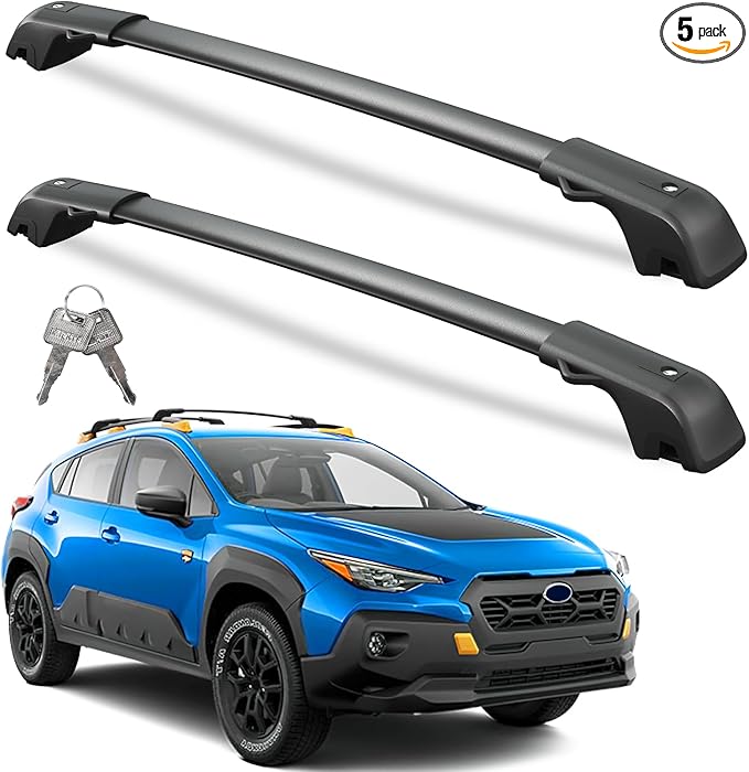 300lb Lockable Roof Rack Cross Bars Compatible with Subaru Crosstrek Wilderness 2024 2025 2026 with Raised Side Rails, Heavy Duty Aluminum Lockable Roof Rails Crossbars Rooftop Luggage