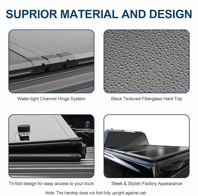 FASTFIT Hard Tri-Fold Tonneau Cover Fits 2020-2025 Chevy Silverado/GMC Sierra 2500 HD 3500 HD with 6.9ft (82.2in) Truck Bed w/o Multi-Flex Tailgate | On Top |