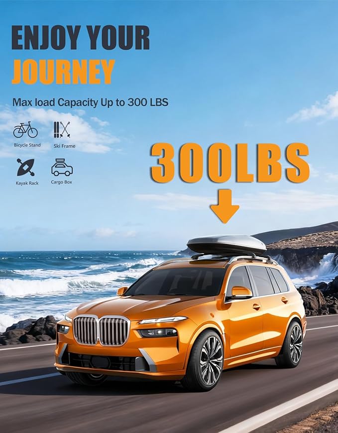 KINGGERI 300lbs Lockable Roof Rack Cross Bars Compatible with BMW X7 G07 2019-2025 with Raised Side Rails, Heavy Duty Aluminum Roof Rails Crossbars Cargo Luggage SUV Accessories