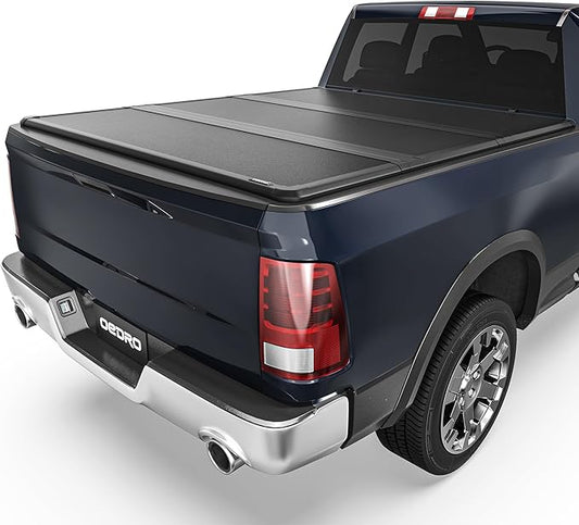 OEDRO FRP Hard Tri-fold Tonneau Cover Fits for Dodge Ram 1500 2009-2024 (Classic & New Body) 5.6ft Bed w/o Ram Box, Weather-Resistant