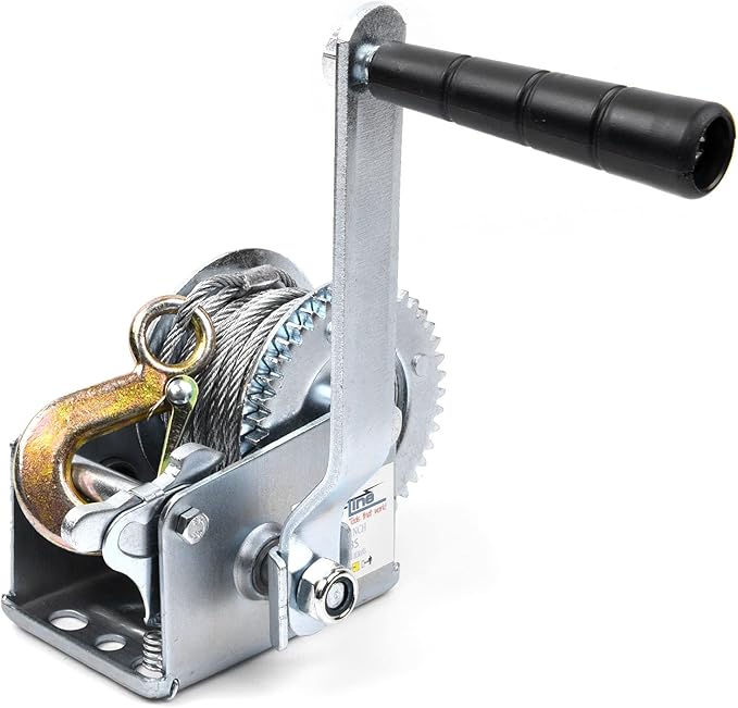 600lbs Hand Winch Steel Cable Boat Trailer Winch Two-Way Ratchet Gear Small Manual Winch Hand Crank Crane Weight Moving for ATV Truck Towing Boat Winch