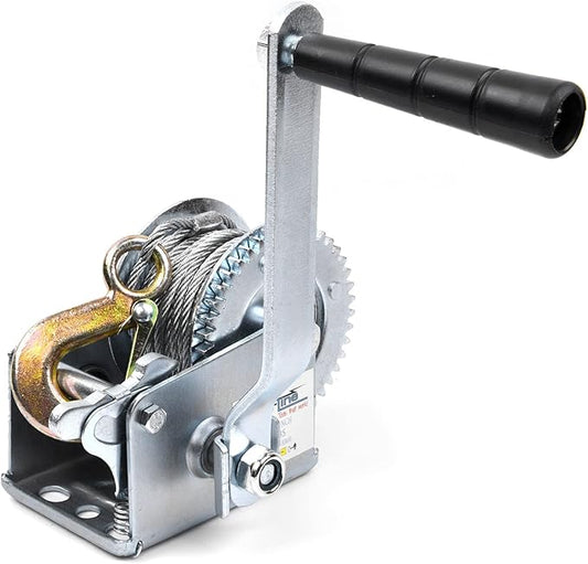 600lbs Hand Winch Steel Cable Boat Trailer Winch Two-Way Ratchet Gear Small Manual Winch Hand Crank Crane Weight Moving for ATV Truck Towing Boat Winch