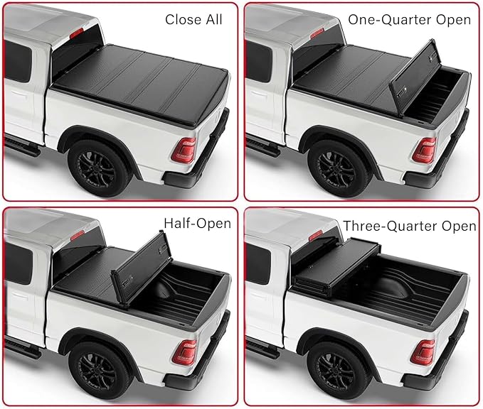 Hard Quad-fold Truck Bed Tonneau Cover Compatible with 6.5 FT for 1999-2006 Chevy Silverado/GMC Sierra 1500 2500 3500 HD, 2007 Classic, 1988-2002 C/K 6.5 FT (79") Bed Fleetside