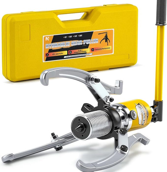 NEWTRY 5 Ton Hydraulic Gear Puller Kit, Wheel Bearing Pulling Separator, 3 Jaw Puller, Vertically & Horizontally, w/Case, Heavy Duty Mechanical Repair