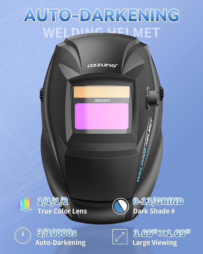 AZZUNO MIG Welder 135A 110V, 3 in 1 Flux Core Gasless MIG Welder/Lift TIG/Stick Welding Machine, Portable Wire Feed Welder Machine with Auto Darkening Welding Helmet